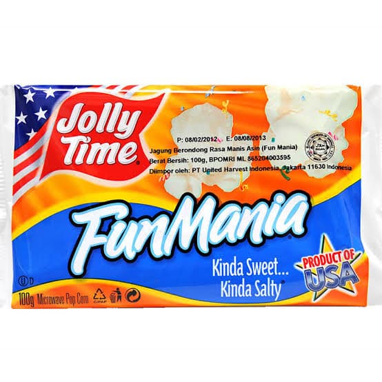 

Instant-Camilan- Popcorn Jolly Time Fun Mania / Pop Corn Rasa Manis Asin -Camilan-Instant.