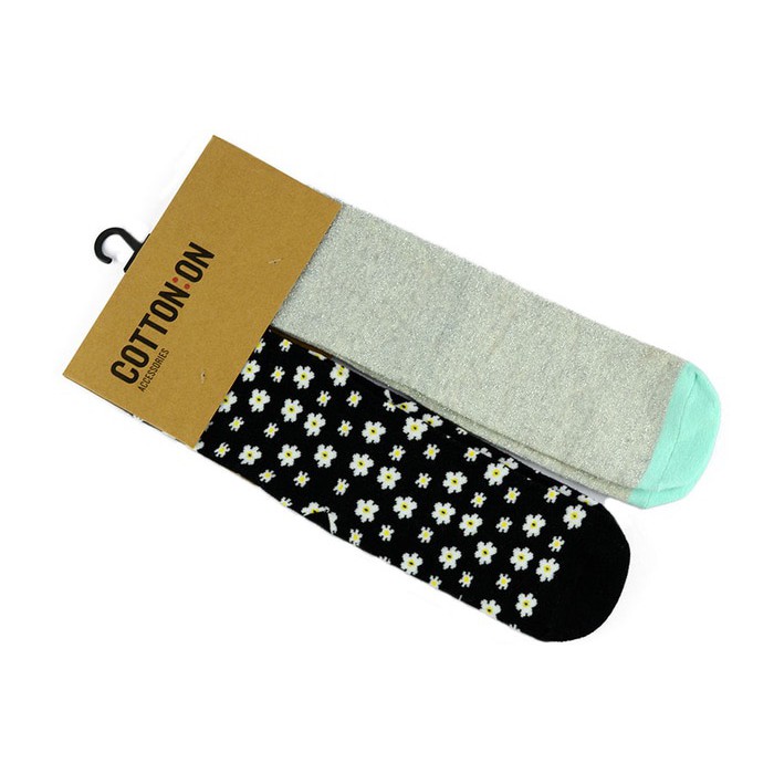 Cotton On | Double Trouble Socks | 2 Pasang | Kaos Kaki | Aksesoris | Kaos Kaki Import