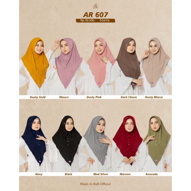  Jilbab Instan terbaru // Hijab bergo Instan variasi Plisket dan akrilik  AR 607 ORI by AR RAFI-4