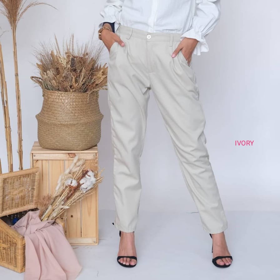 BAGGY PANTS Latte beige nude maroon ivory Dusty pink white moss Tamolivia B7T7..