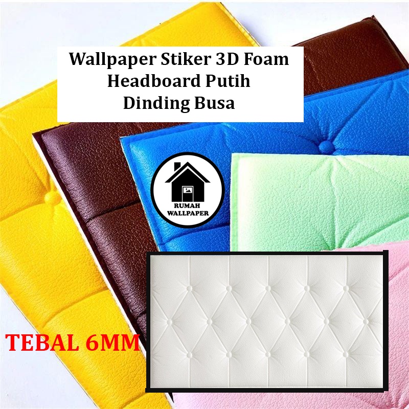 RW Wallpaper Stiker 3D Foam Headboard Putih Dinding Busa Wall Foam Dinding Head Sticker