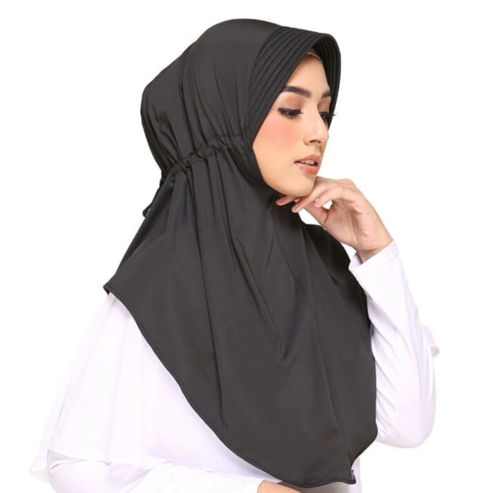 ZARIA SAHARA HITAM | HIJAB INSTANT SERUT BELAKANG by Elzatta Hijab