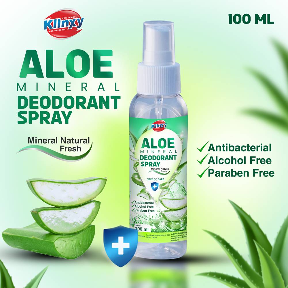 ALOE Mineral DEODORANT SPRAY/Penghilang Bau Badan Ketiak Hitam 100ml