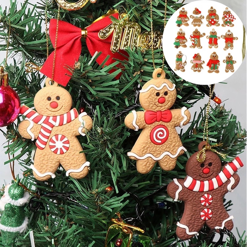 1 Set Ornamen Gantung Bentuk Gingerbread Man Untuk Dekorasi Pohon Natal