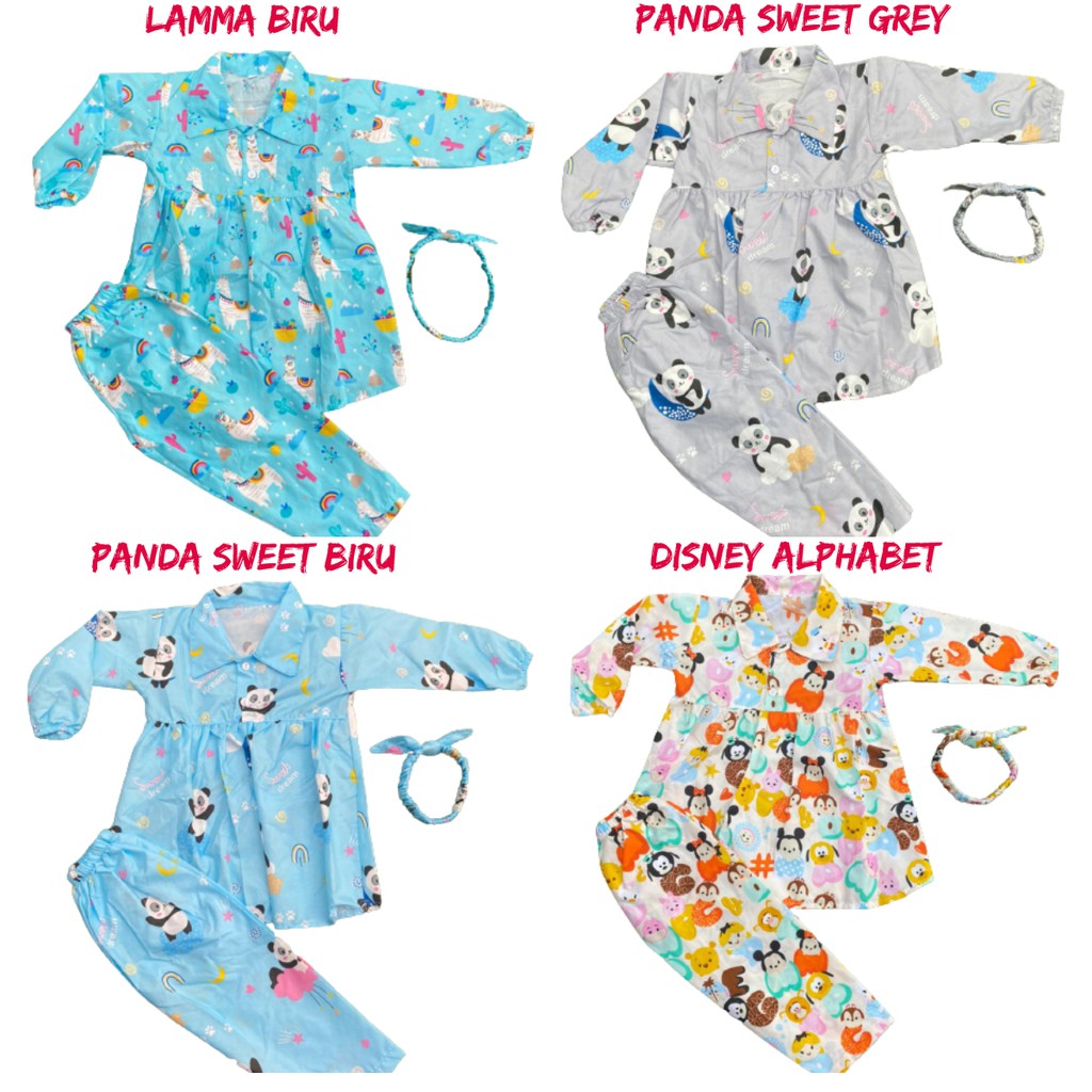 SETELAN TUNIK ANAK PEREMPUAN / DRESS ANAK PANJANG FREE BANDANA