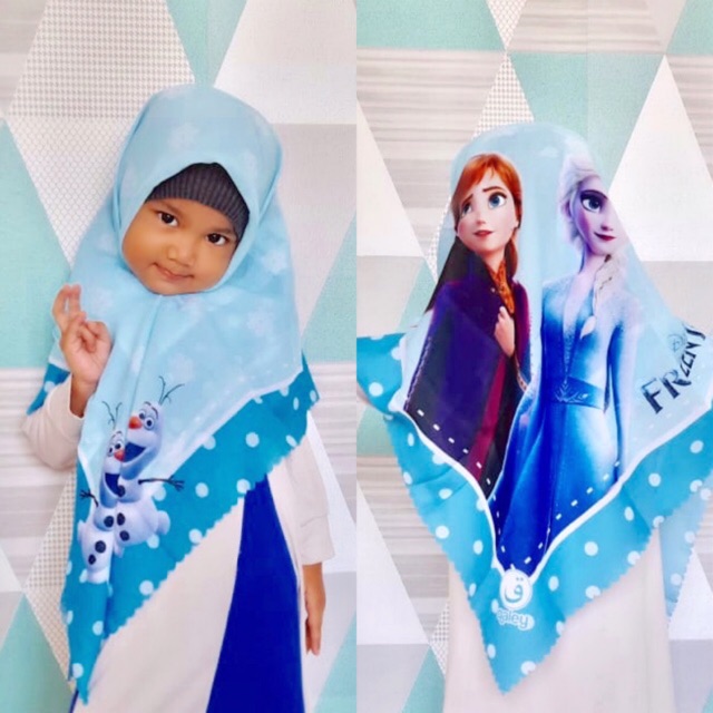 VOAL PRINTING ANAK MOTIF FROZEN II / HIJAB ANAK FROZEN / JILBAB ANAK FROZEN / KERUDUNG FROZEN