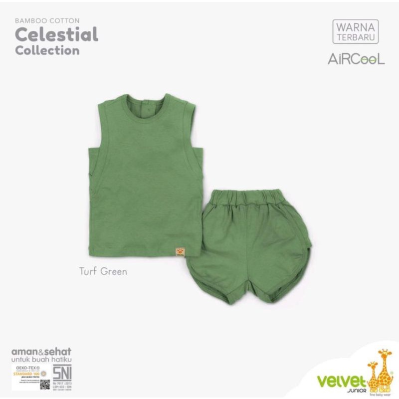 Velvet junior celestial sleeveles sport pants - setelan kutung oblong celana pendek (1stel)