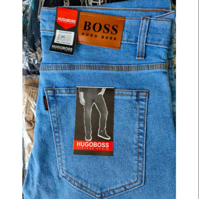 New celana jeans Hugo bos slimfit ngaret bahan tebal adem 