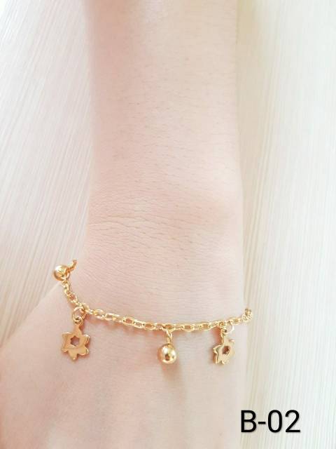 SET Gelang Tangan &amp; Kaki Titanium Gold Motif bunga