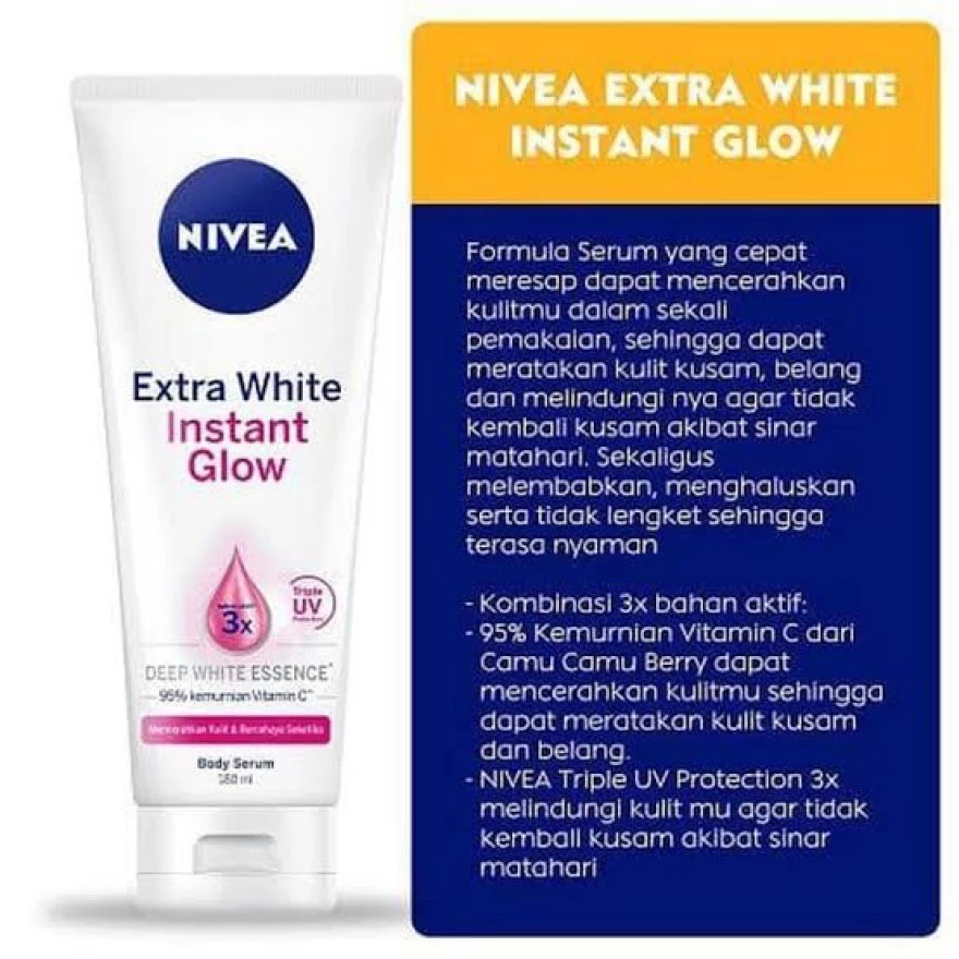 NIVEA Extra White Body Serum 180ml INSTANT GLOW - amaze_kosmetik