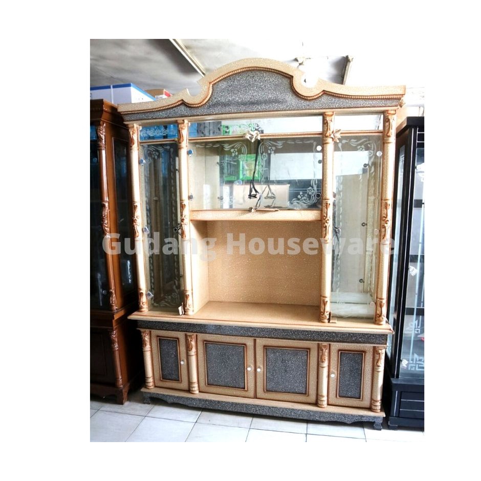 Lemari Buffet Pajangan Tinggi 4 Pintu Alpen TV  | Lemari Pajangan | Rak Bufet Tingggi | Bufet Murah 