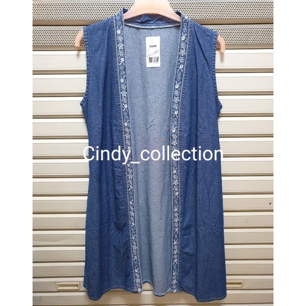 RK ROMPI PANJANG JEANS WANITA OUTER JEANS ROMPI JEANS BORDIRAN OUTER JEANS WANITA VEST DENIM WANITA