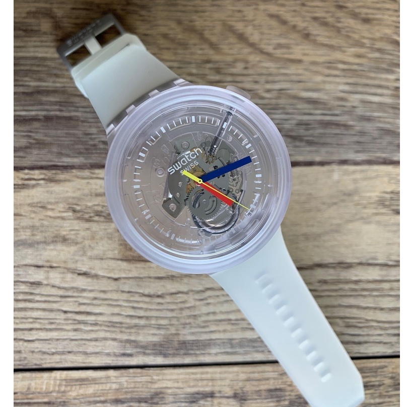 JAM TANGAN PRIA SWATCH SB01K100 CLEARLY BOLD ORIGINAL