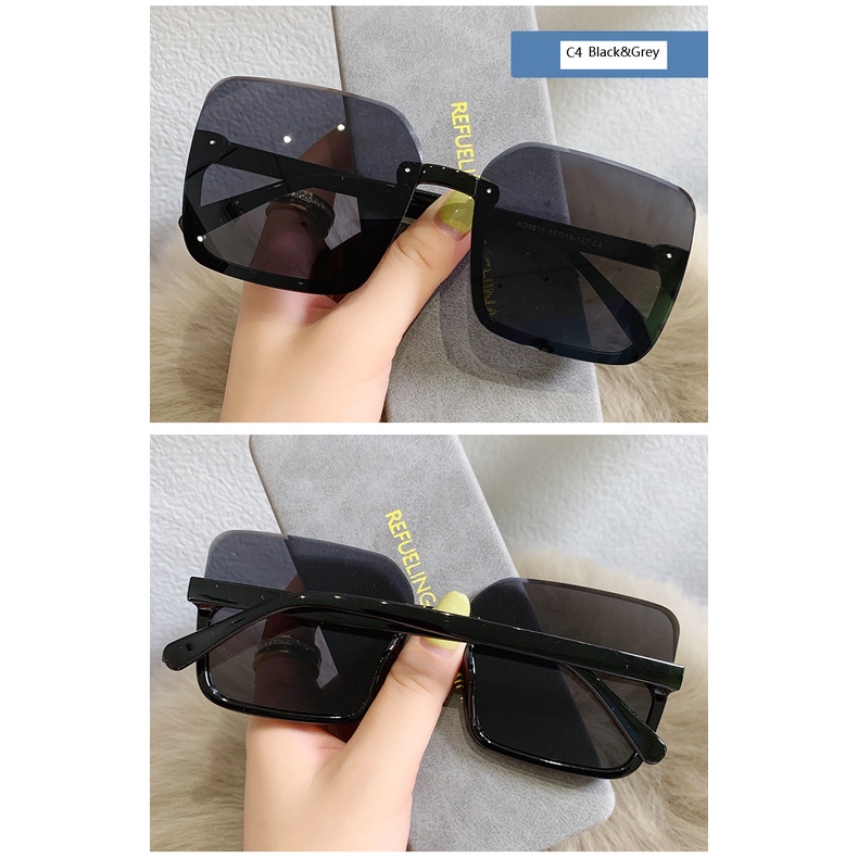 Kacamata Hitam Uv400 Bentuk Kotak Oversized Bahan Metal Semi-rimless Gaya Retro Untuk Pria Dan Wanita