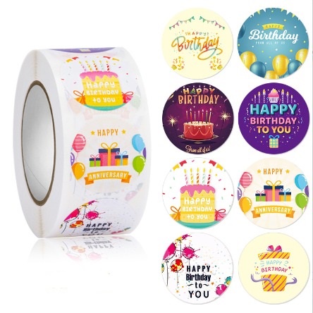 

(Isi 500) Sticker Stiker Setiker Roll Happy Birthday Selamat Ulang Tahun Selamat Ultah