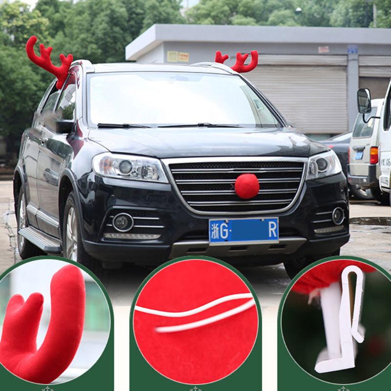 Ornamen Tanduk Hidung Rusa Natal Untuk Dekorasi Exterior Mobil Truk SUV