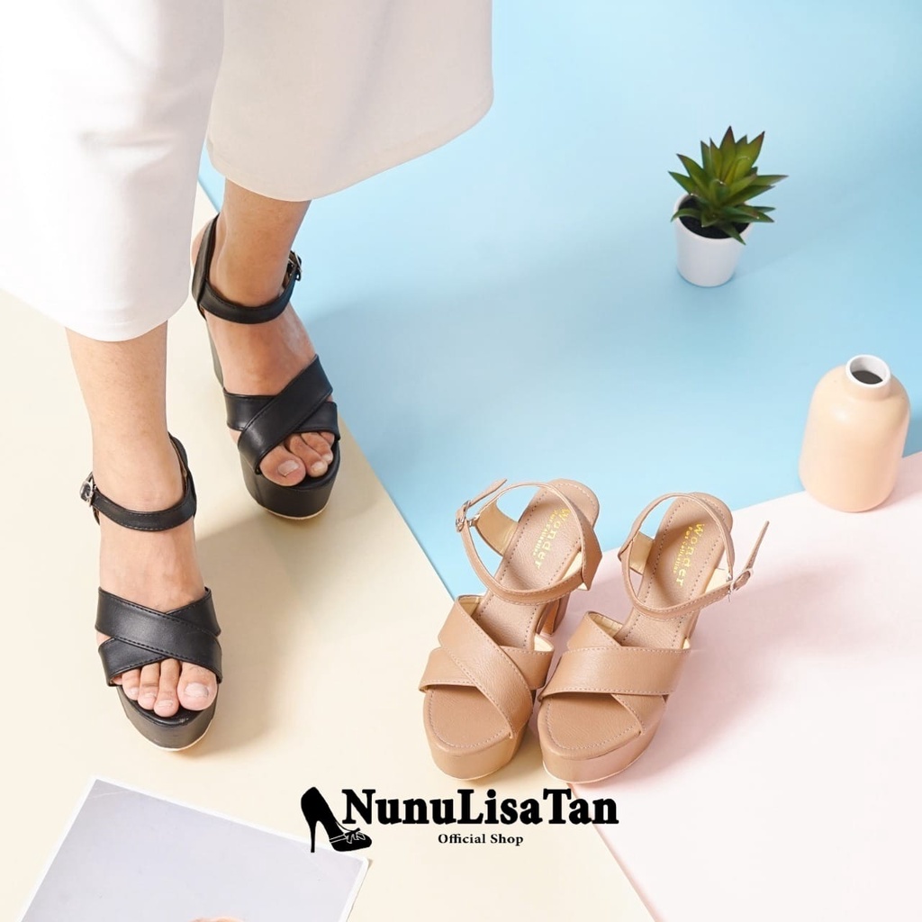 NunuLisaTan- heels wanita tinggi moel terbaru hak tinggi 12 cm BATAKO tali