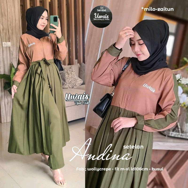 ANDINA BY UWAIS/setelan/set celana/set celana two tone/pakaian solo/dress
