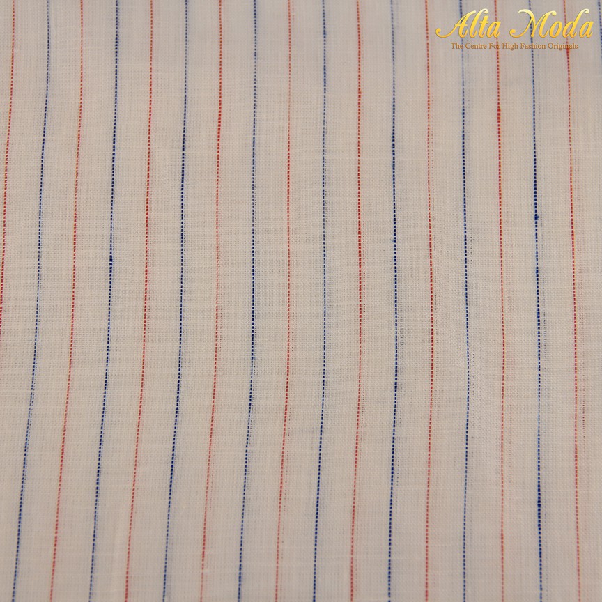 

Alta Moda Linen Shirting Off White Motif Garis Biru Merah (1M)