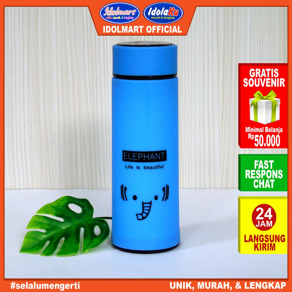 IDOLAKU Botol Minum Kaca Animal lucu 450ml/ Beling Cover Plastik /Original 60up