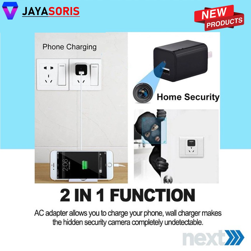 KAMERA MINI TERSEMBUNYI TANPA KABEL CAMERA CCTV MODEL CHARGER KECIL PENGINTAI SPYCAM MINI CAMERA HD HIDDEN CAM MATA MATA PENGINTIP CCTV MURAH FULL HD JS43