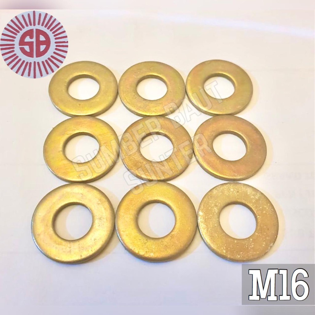 Jual M16 Ring Plat Galvanis Kuning WP Washer Plate 16mm | Shopee Indonesia