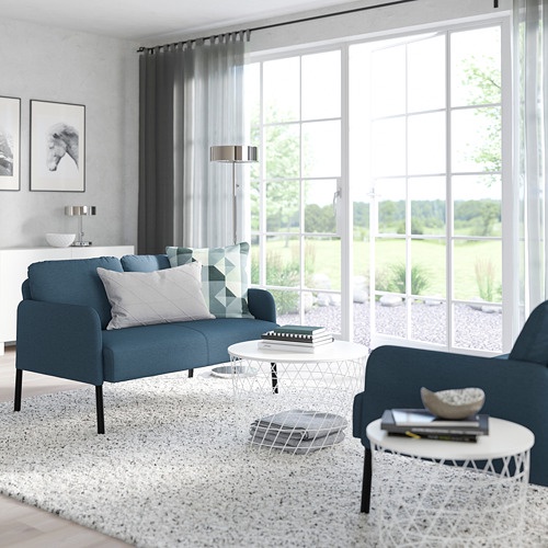 GLOSTAD Sofa 2 dudukan, knisa abu-abu tua / biru medium