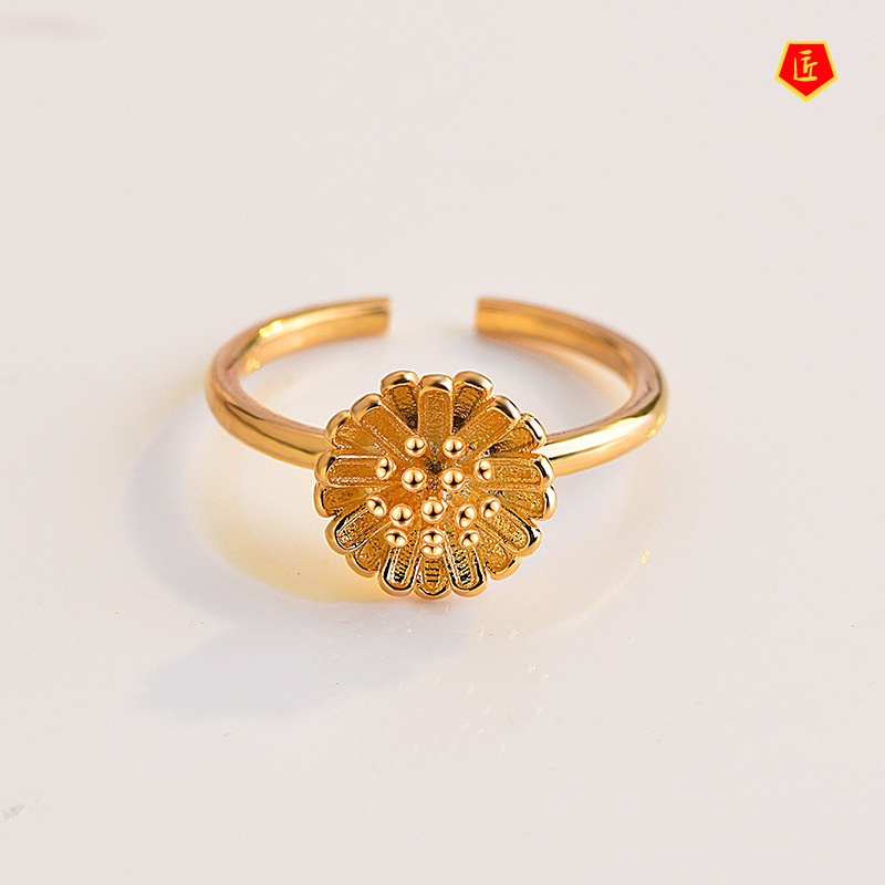 [Ready Stock]Korean Simple Personalized Little Daisy Opening Gold Ring