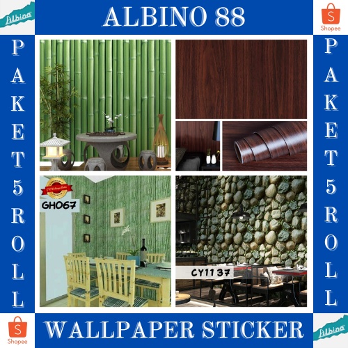 [COD] PROMO PAKET 5 ROLL WALLPAPER STICKER DINDING WALLPAPER RUANG TAMU WALLPAPER KAMAR WALLPAPER HIASAN DINDING MOTIF BAMBU TERMURAH