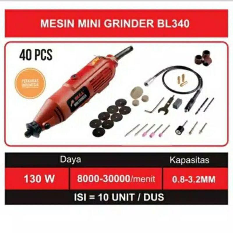 Mini die grinder - mesin grenda mini set BULL BL340
