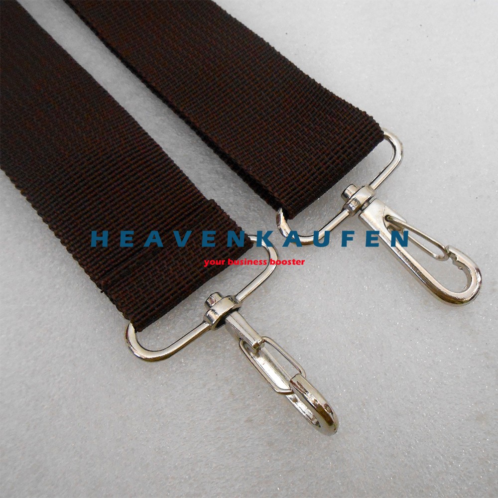 Strap Tas / Tali Selempang Slempangan Tas 3,8 cm Coklat Kait Besi Nikel Silver