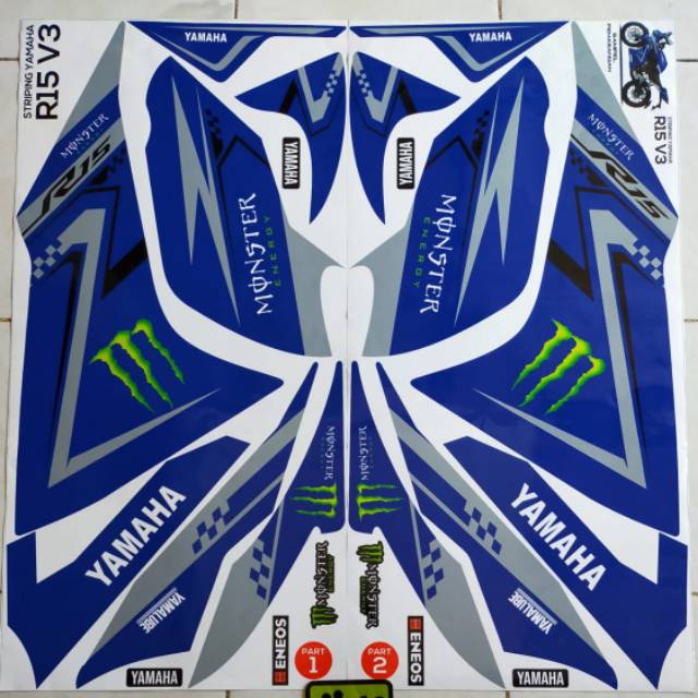 Striping stiker variasi R15 v3 monster energy