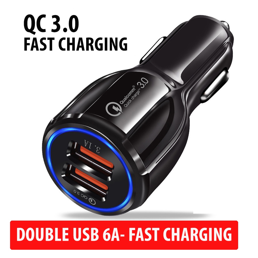 Mobile Car Charger Chasan Mobil Fast Charging 6A 12-24V 6000mA dobule USB QC 3