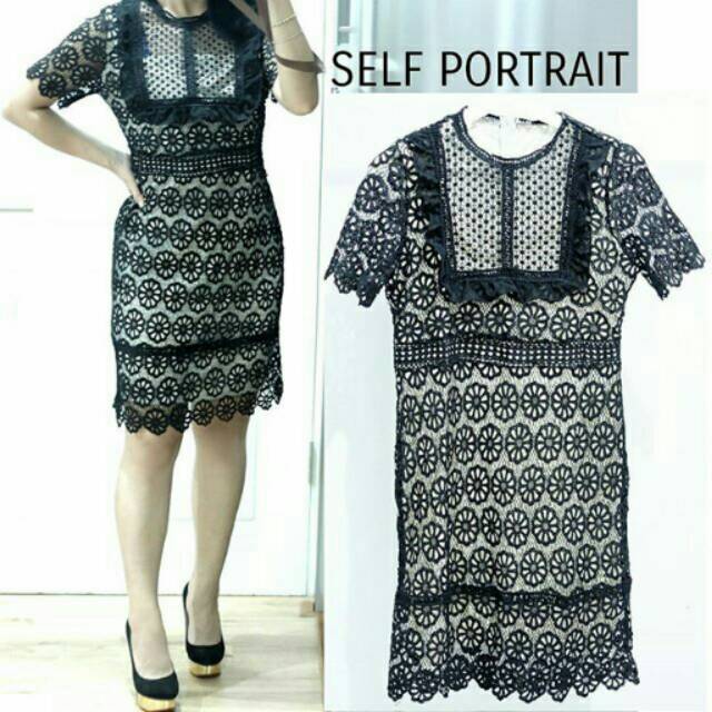 SELF PORTRAIT 'BLACK ZETA' DRESS