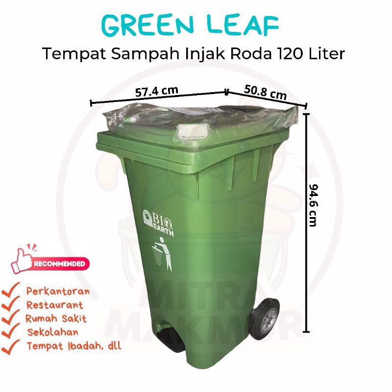 GREEN LEAF 2102 - TEMPAT SAMPAH INJAK RODA 120 LITER