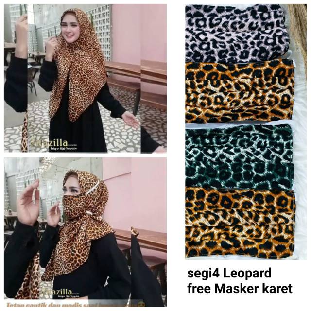 {ORIGINAL NAZILLA} Jilbab/Hijab  segi empat Nazilla Leopard