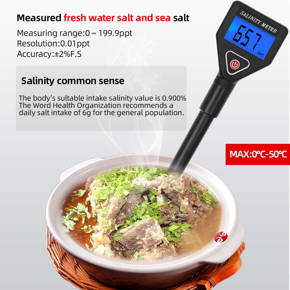 Salinity Meter Digital Seawater Food Salinity Tester Salt Concentration