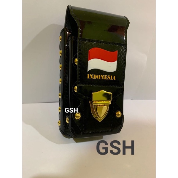 sarung hp bendera sarung hp kulit logo Indonesia double slot 6,7&7inci tempat handphone pinggang log