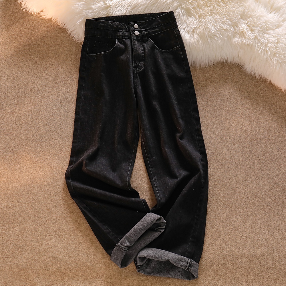 Korean Celana Panjang Hitam Jeans/Highwaist Straight Loose Jeans/Celana Jeans Wanita