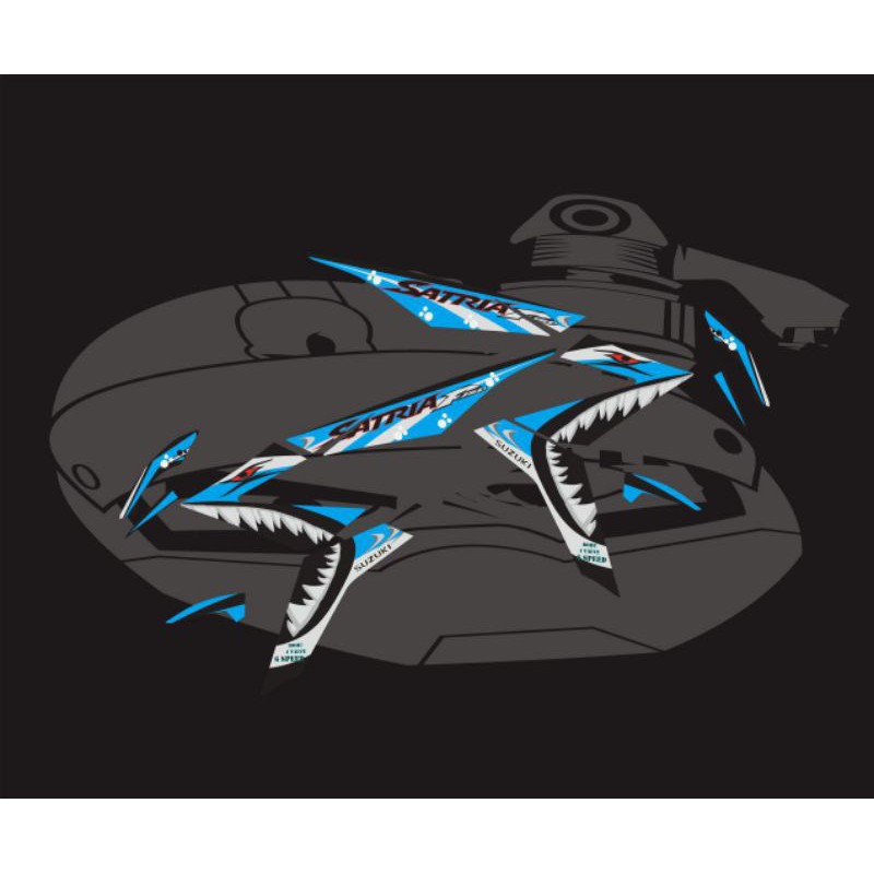 STIKER STRIPING VARIASI SUZUKI SATRIA FU INJEKSI MOTIF SHARK