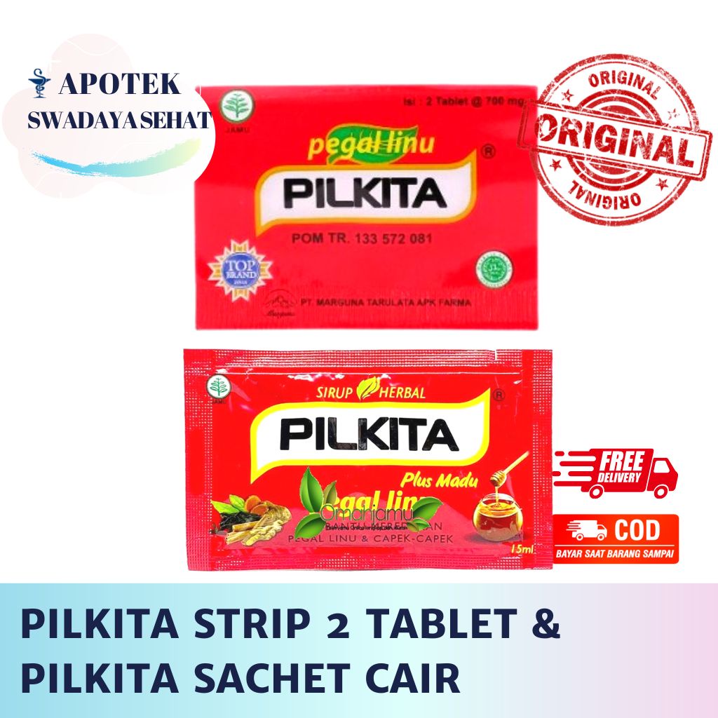 PILKITA Pegal Linu STRIP 2 Tablet Plus Madu SACHET Syrup - Untuk Pegal Linu Sakit Pinggang Otot Pil Kita