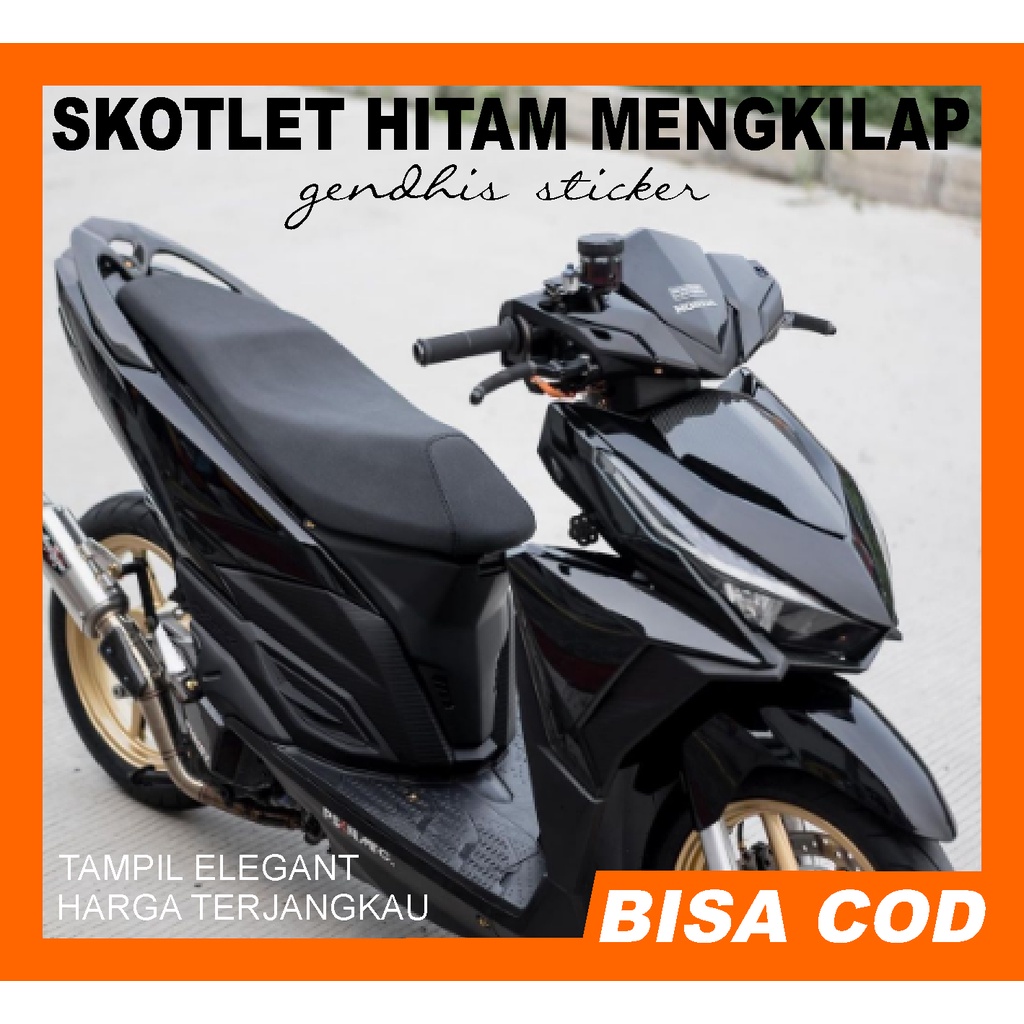 Jual Stiker Skotlet Motor hitam Glossy mengkilap | Shopee Indonesia