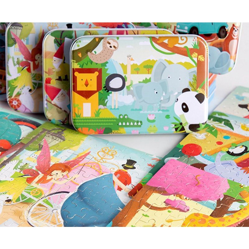 120 pcs jigsaw puzzle / puzzle anak / tinbox puzzle