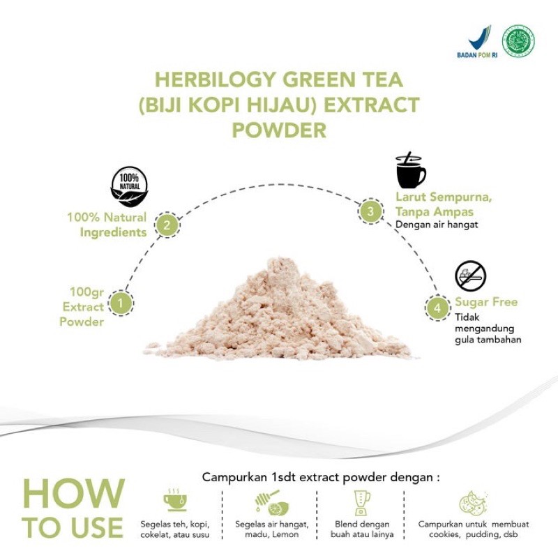 HERBILOGY GREEN COFFEE (BIJI KOPI HIJAU) EXTRACT POWDER 100Gram
