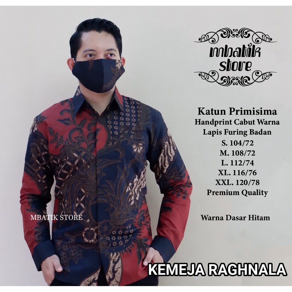 Kemeja Raghnala Biru Batik Pria Lengan Pendek Full Furing by Mbatik Store