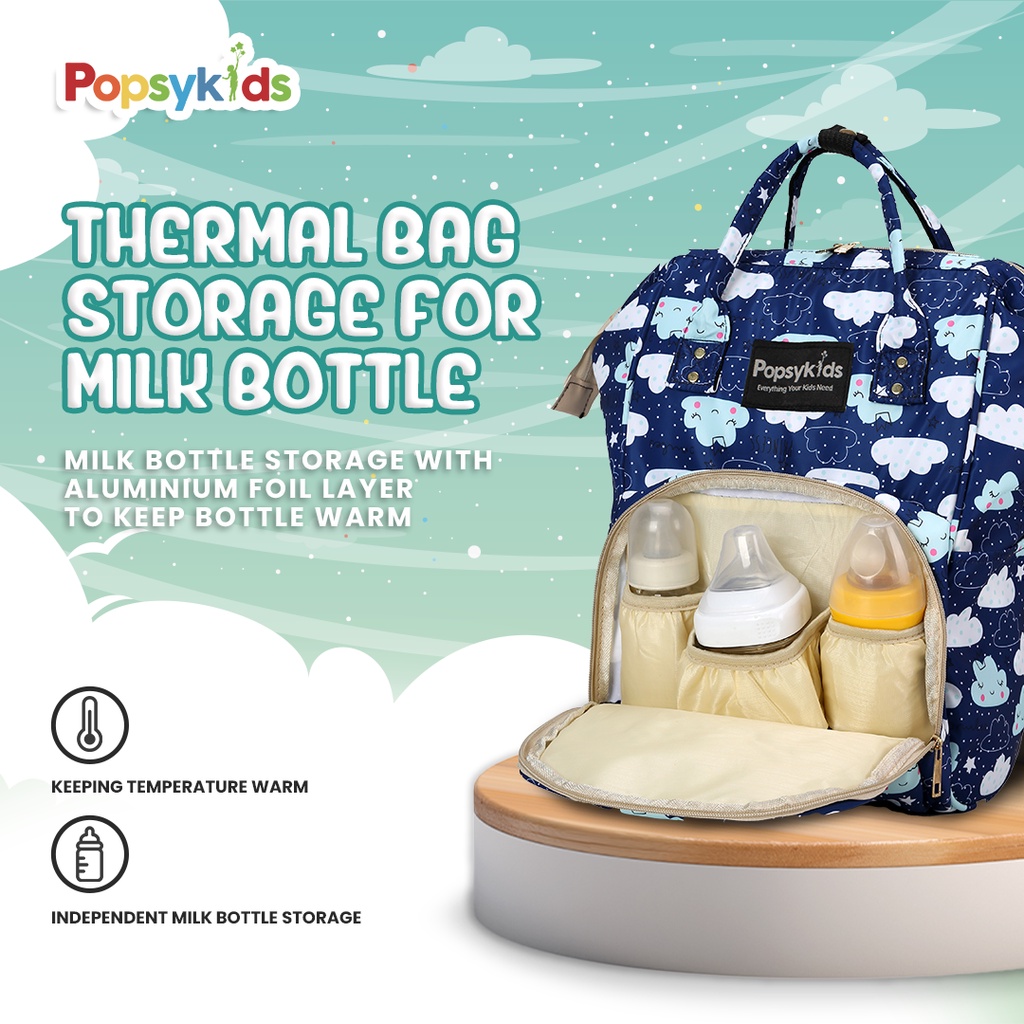 PopsyKids Multifunction Baby Diaper Bag - Tas Bayi Popok Multifungsi - Tas Perlengkapan Bayi Multifungsi