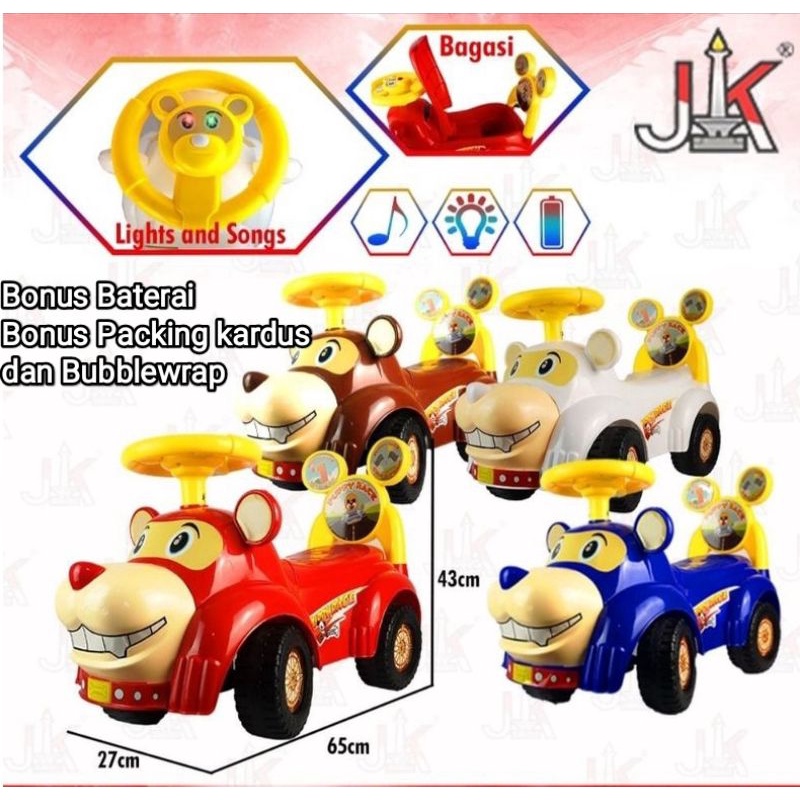 mainan mobil dorong besar anak puppy race ada musik bagasi mainan dorong karakter