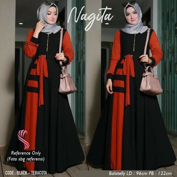 elkhofy_ Nagita Dress Peach / Gamis Nagita Muslim peach Balotelly
