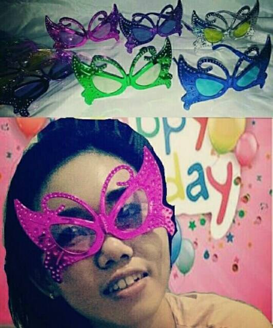 Properti perlengkapan piring kue kacamata kostum ultah ulang hbd happy photo booth kertas plastik wa