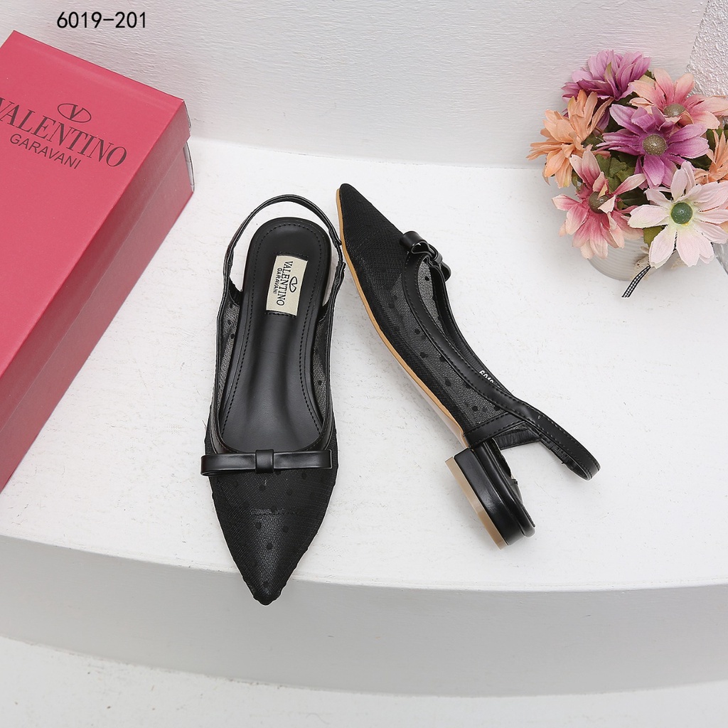 Mesh and Leather Slingback Ballerina Flats #6019-201